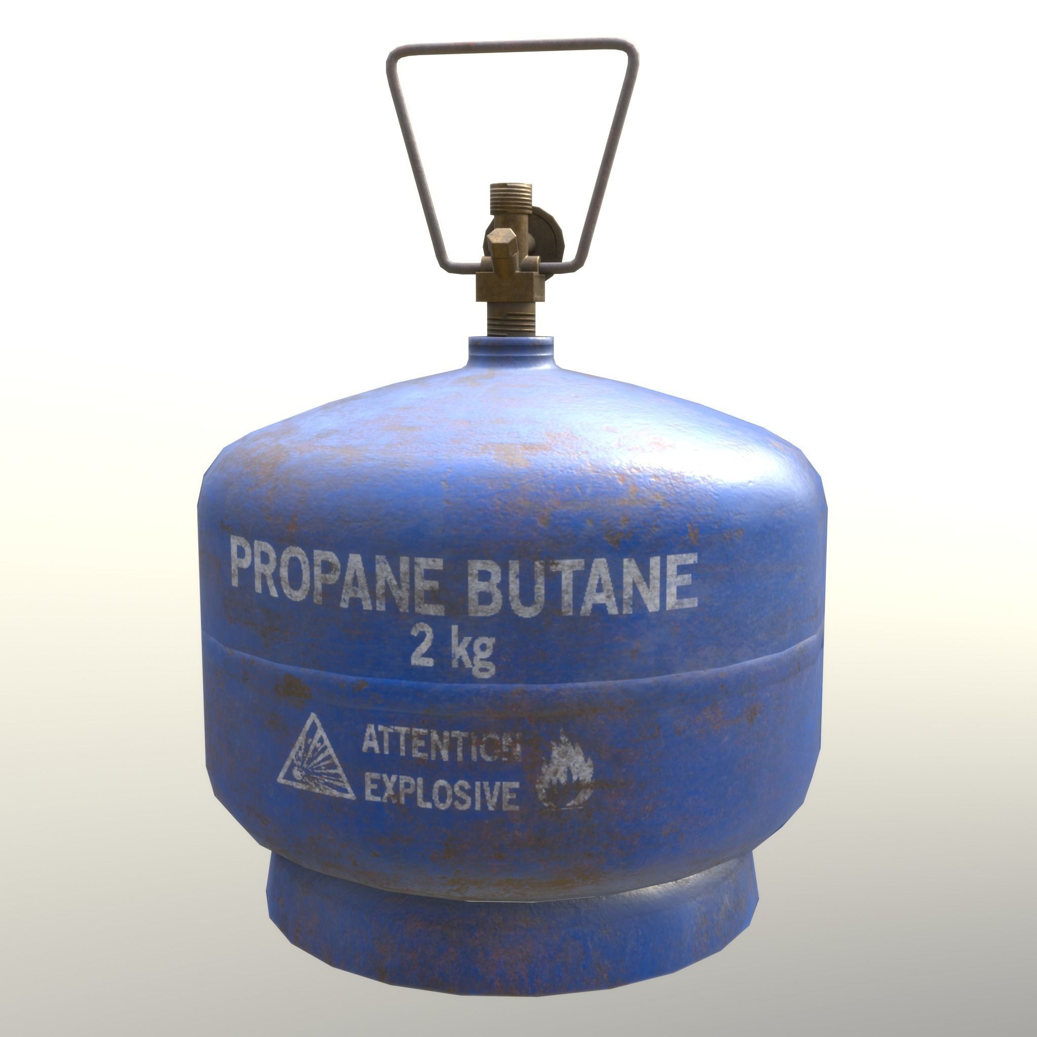 Gas Cylinder 2kg Blue Low-poly 3D model_2