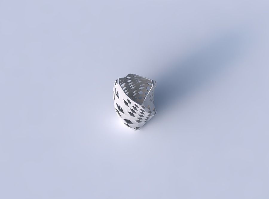 Vase twisted double arc quadratic with checker grid lattice 2 3D print model_2