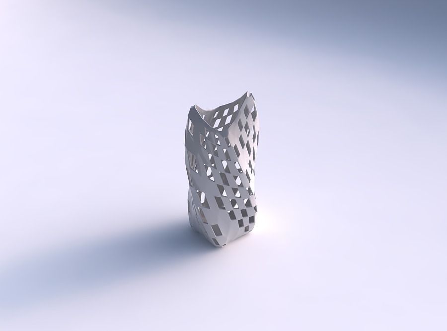 Vase twisted double arc quadratic with checker grid lattice 2 3D print model_0