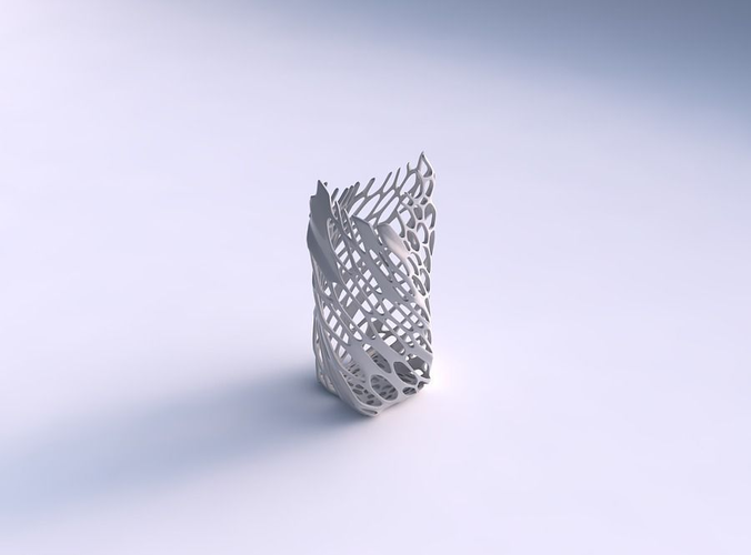 Vase twisted double arc quadratic with cracked and twisted or... 3D print model