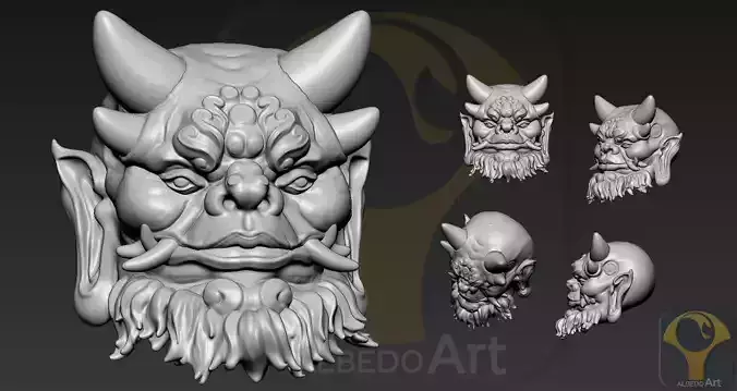Oni Yokai Head1 3D print model