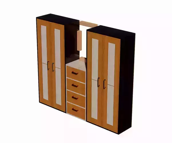 Wardrobe with drawers and doors 3D model