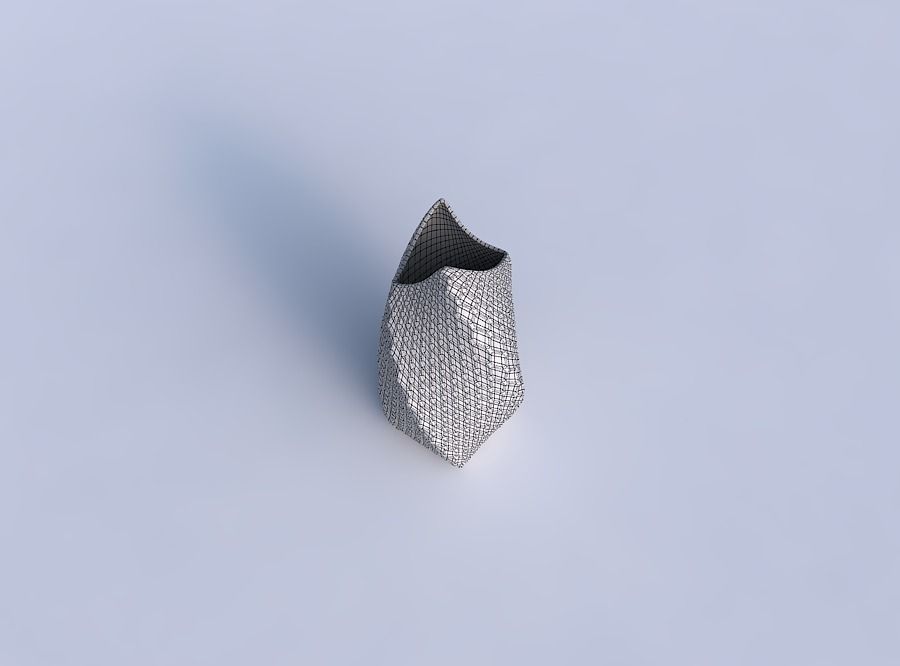 Vase twisted double arc quadratic with diagonal grid dents 3D print model_6