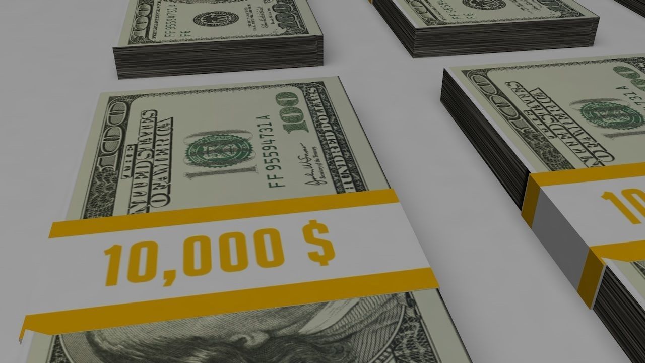 cash money stacks Low-poly 3D model_5