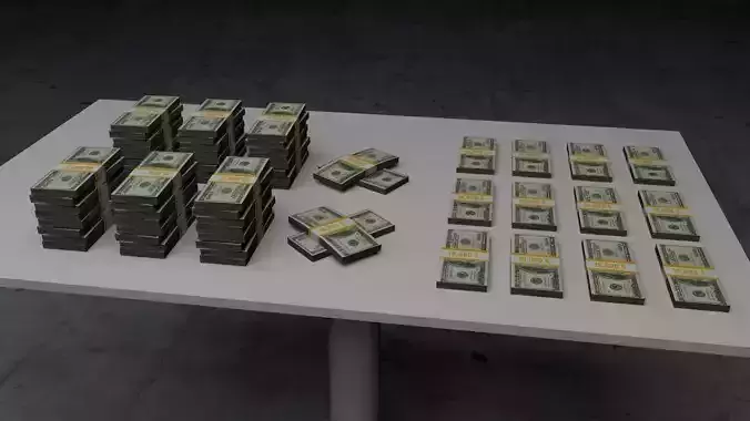 cash money stacks Low-poly 3D model