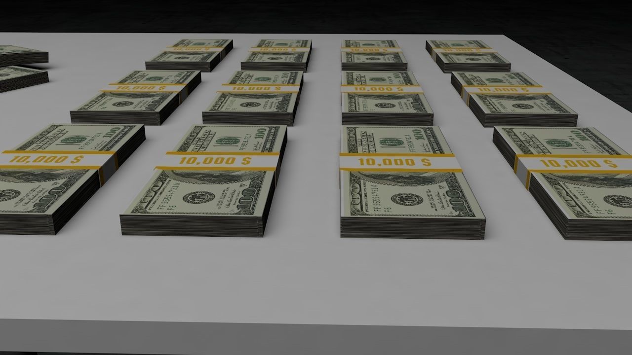 cash money stacks Low-poly 3D model_3