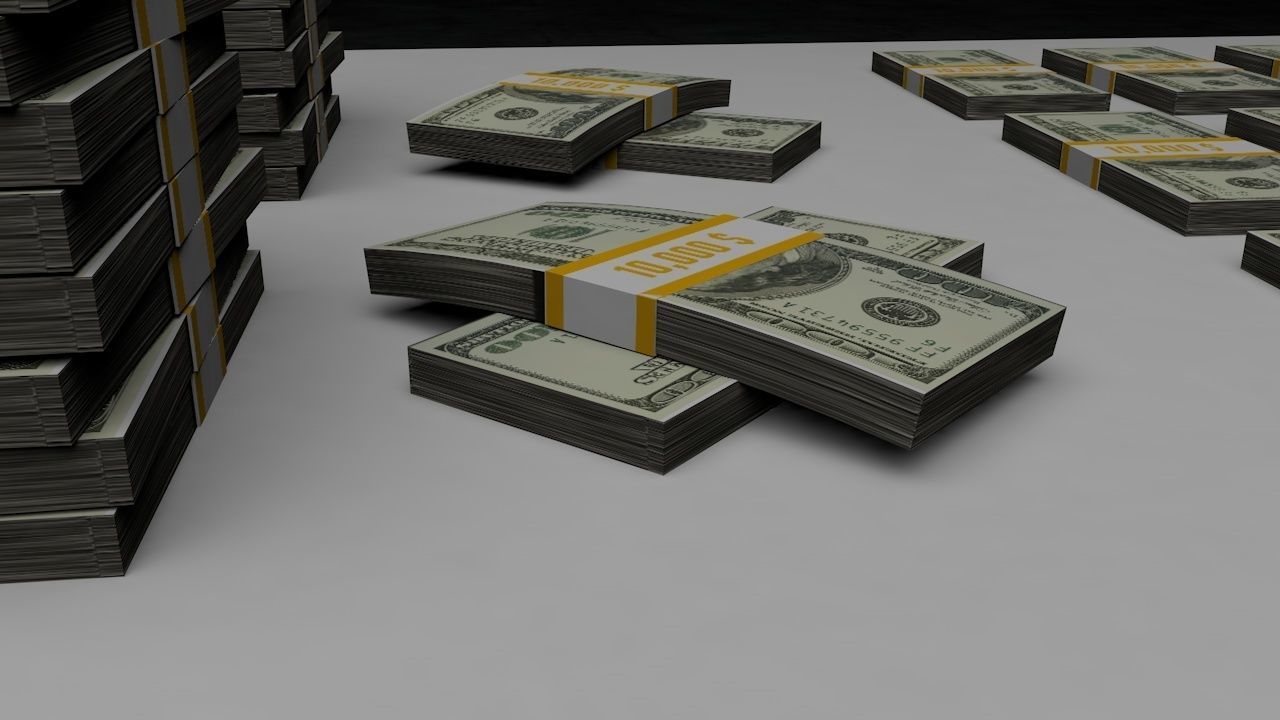 cash money stacks Low-poly 3D model_2