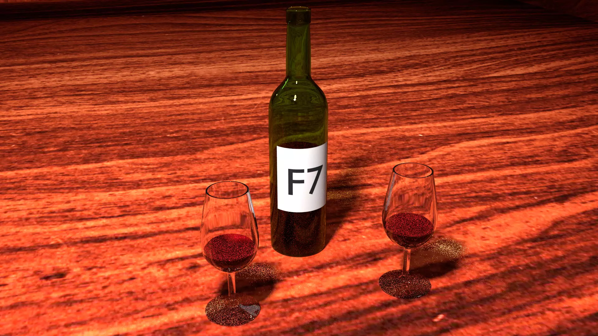 botle two wine glasses and bottle of wine 3D model