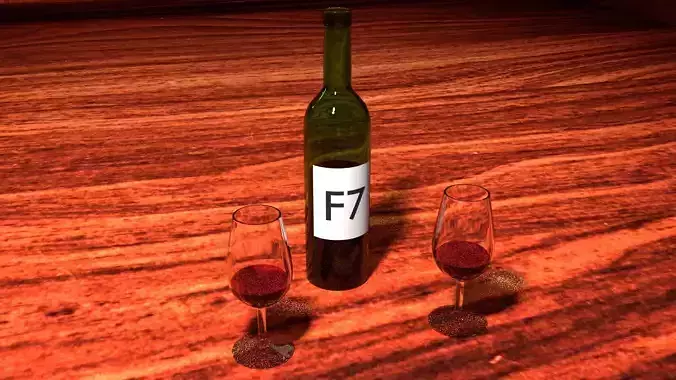 botle two wine glasses and bottle of wine