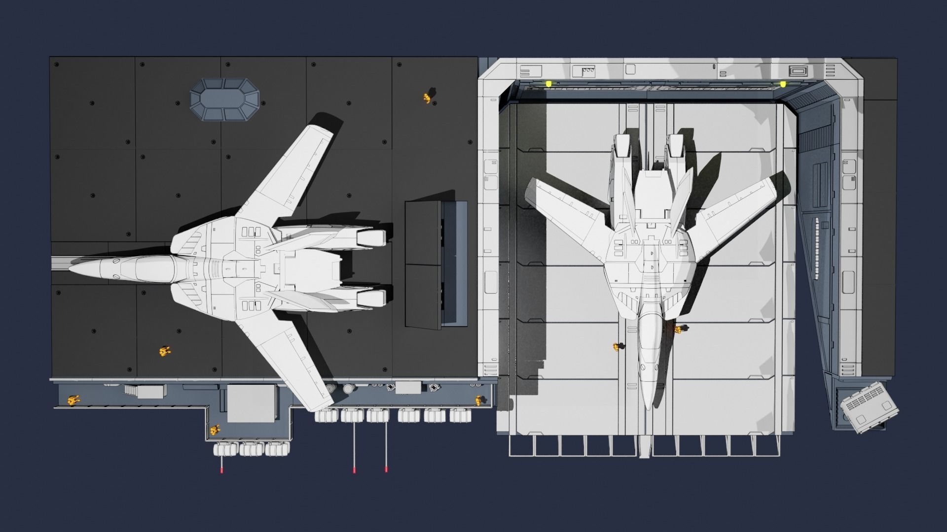 Set3 - Macross SDF1 Prometheus Hangar elevator-left Flight Deck 3D print model_30