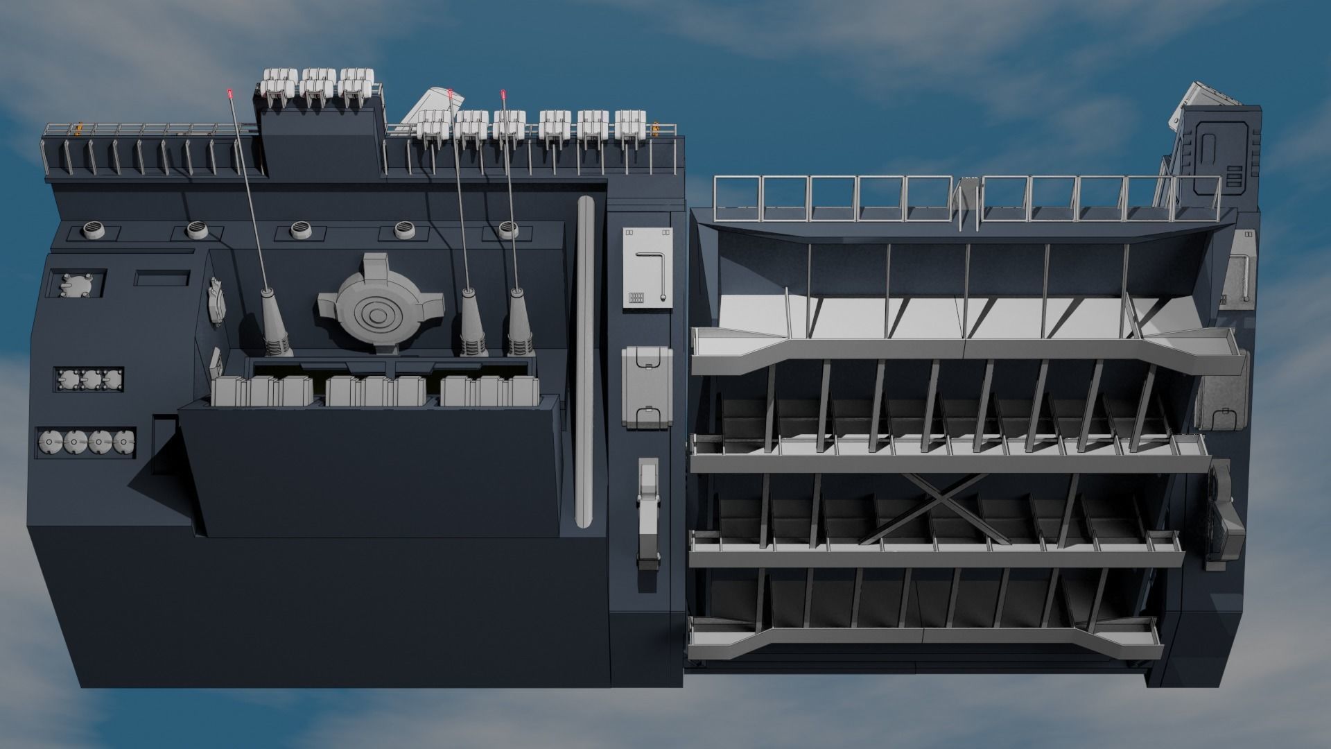 Set3 - Macross SDF1 Prometheus Hangar elevator-left Flight Deck 3D print model_29