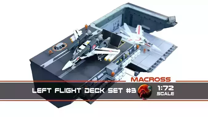 Set3 - Macross SDF1 Prometheus Hangar elevator-left Flight Deck 3D print model
