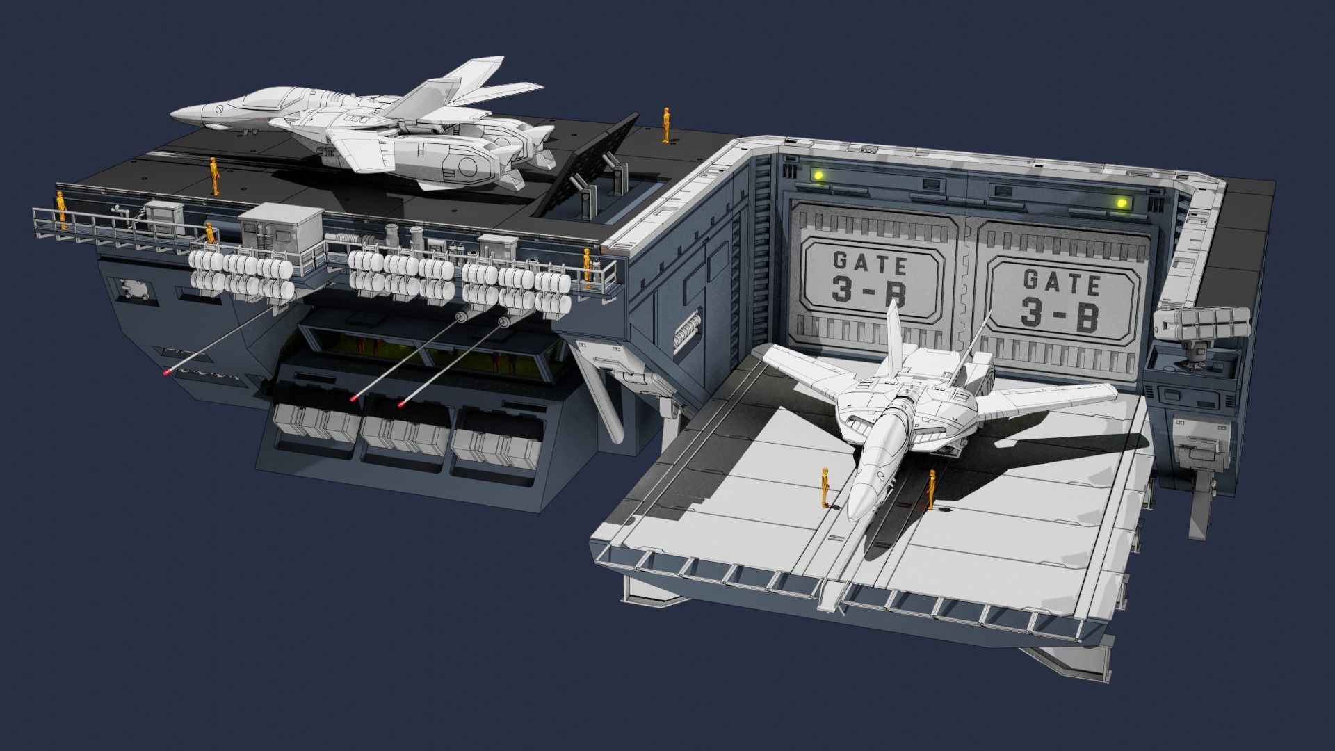 Set3 - Macross SDF1 Prometheus Hangar elevator-left Flight Deck 3D print model_27