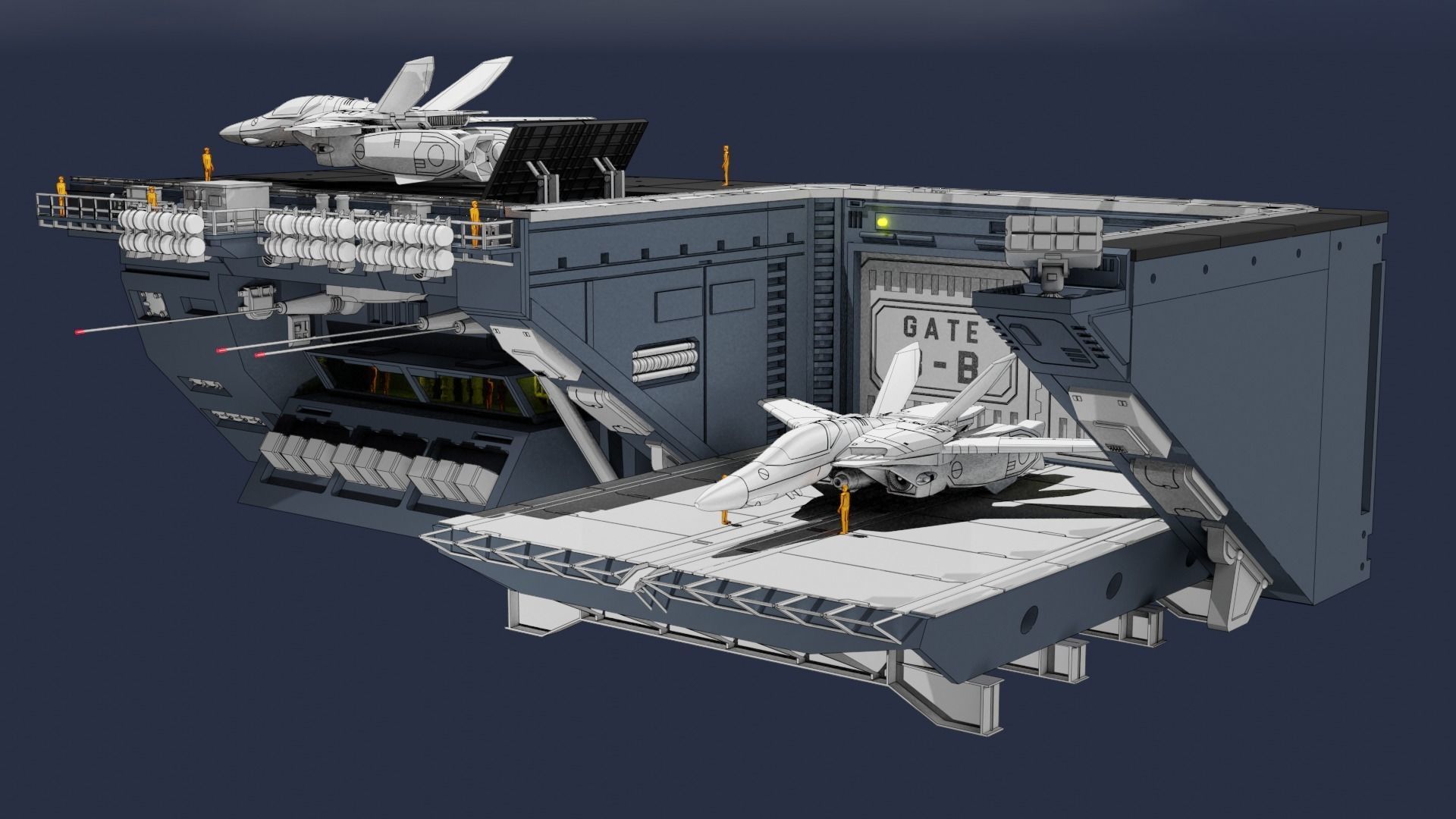 Set3 - Macross SDF1 Prometheus Hangar elevator-left Flight Deck 3D print model_24