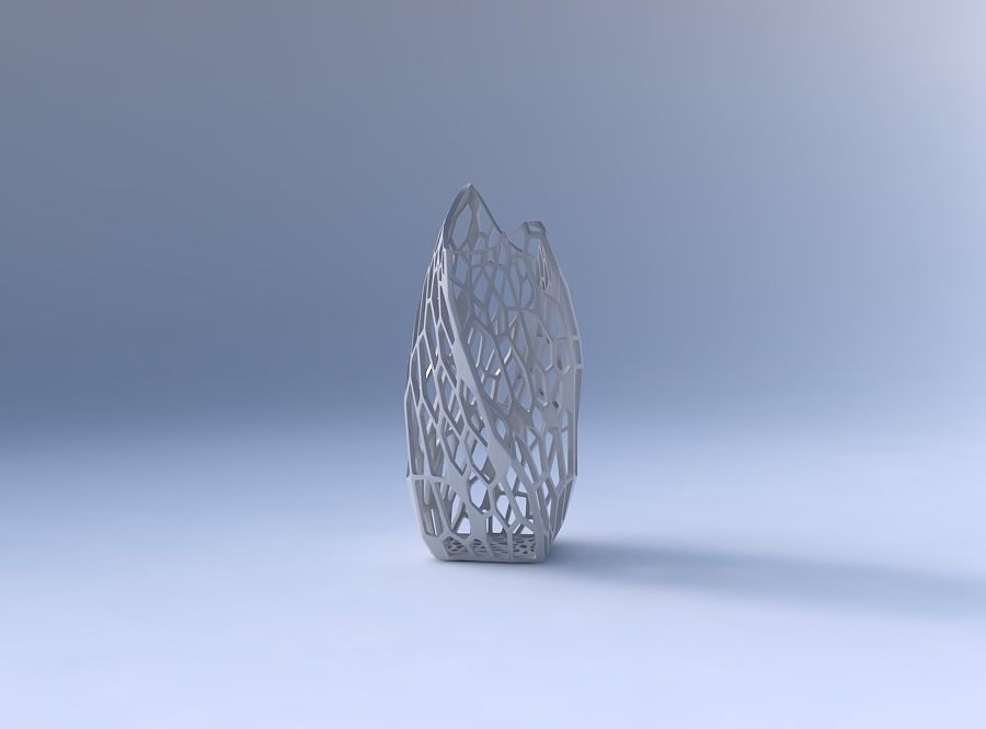 Vase twisted double arc quadratic with faceted organic lattice 3D print model_4