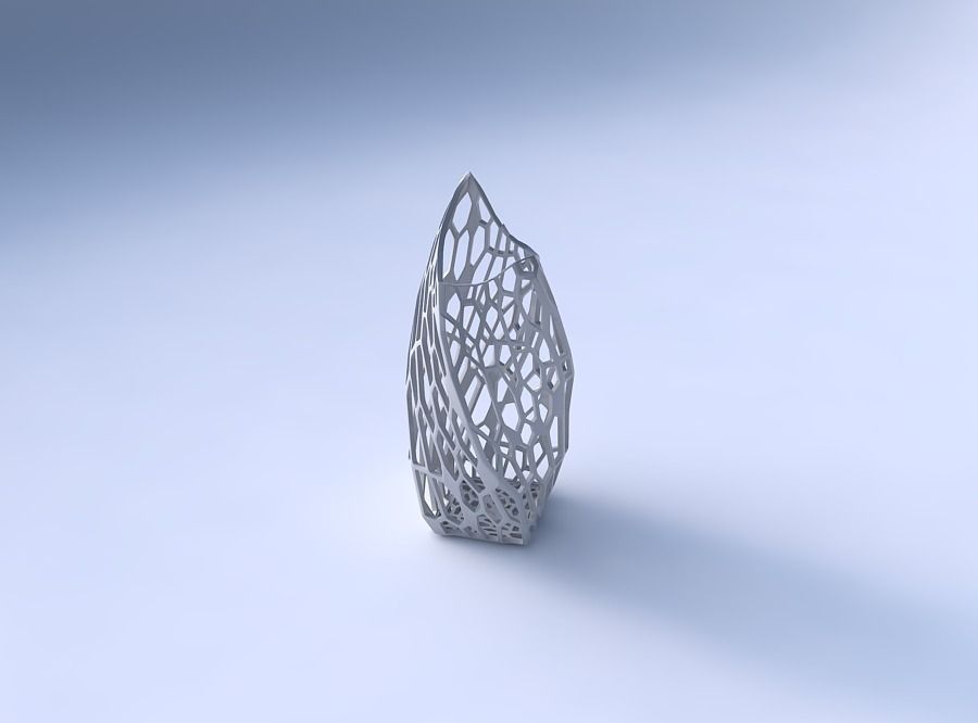 Vase twisted double arc quadratic with faceted organic lattice 3D print model_3