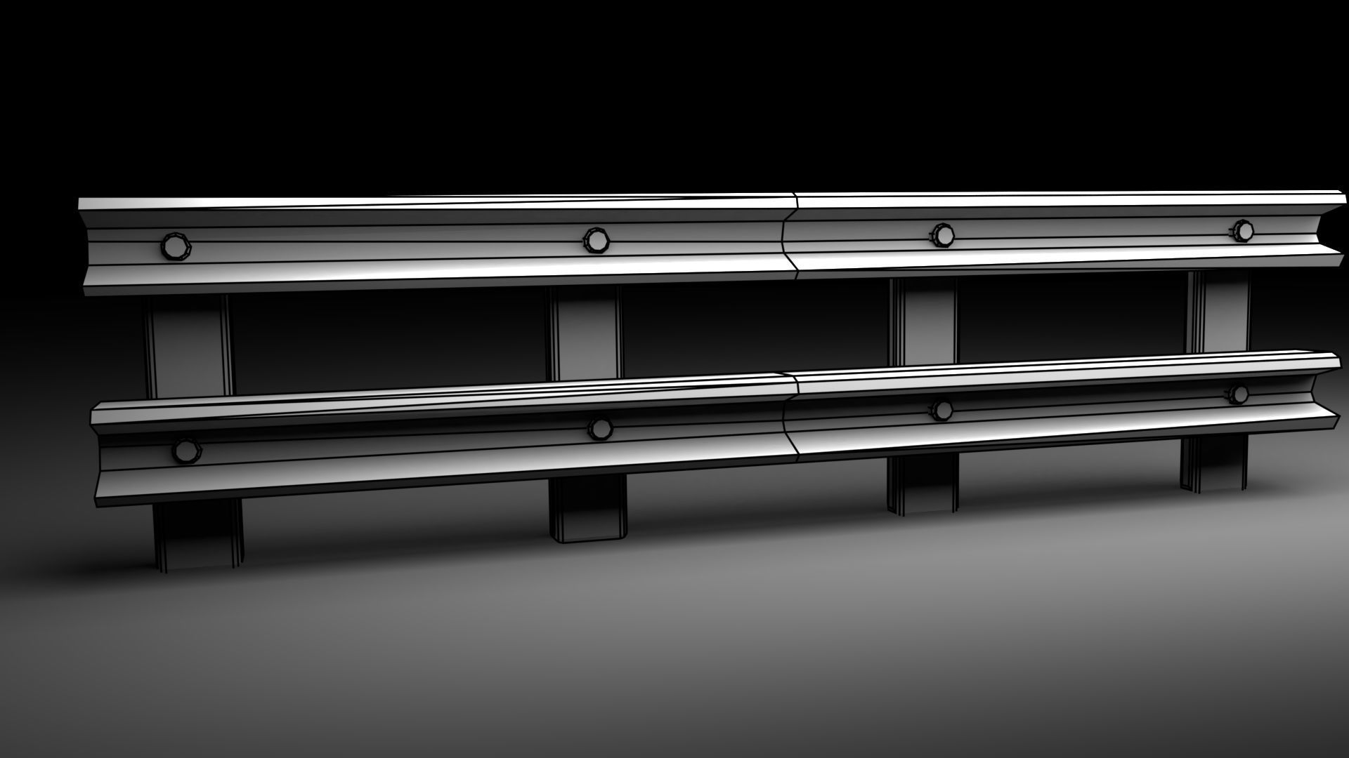 Guardrail railing Free low-poly 3D model_2