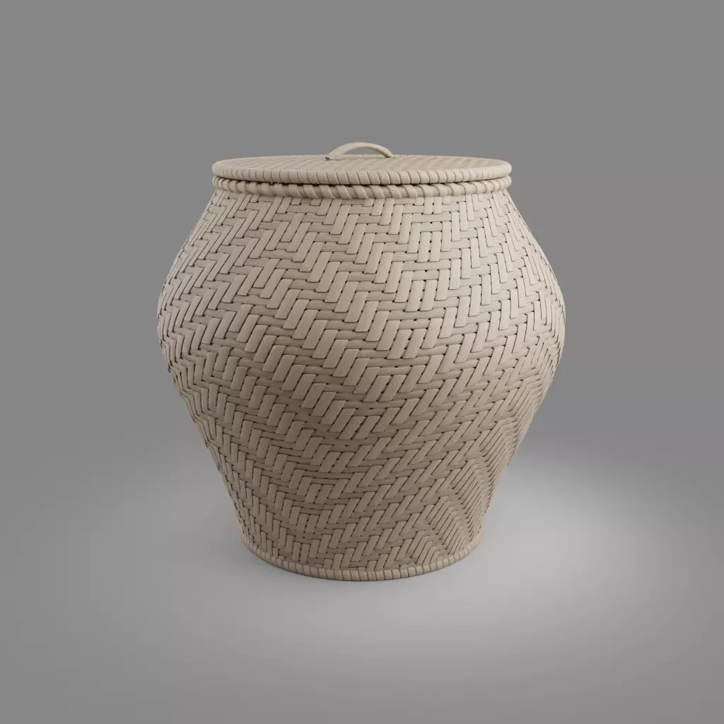 Woven basket 2 with lid 3D model_0