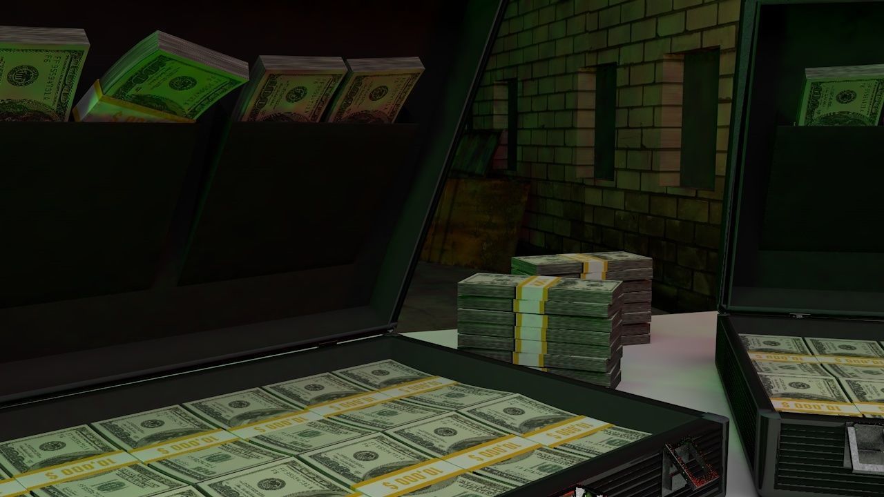 cash money in brief case 3D model_4