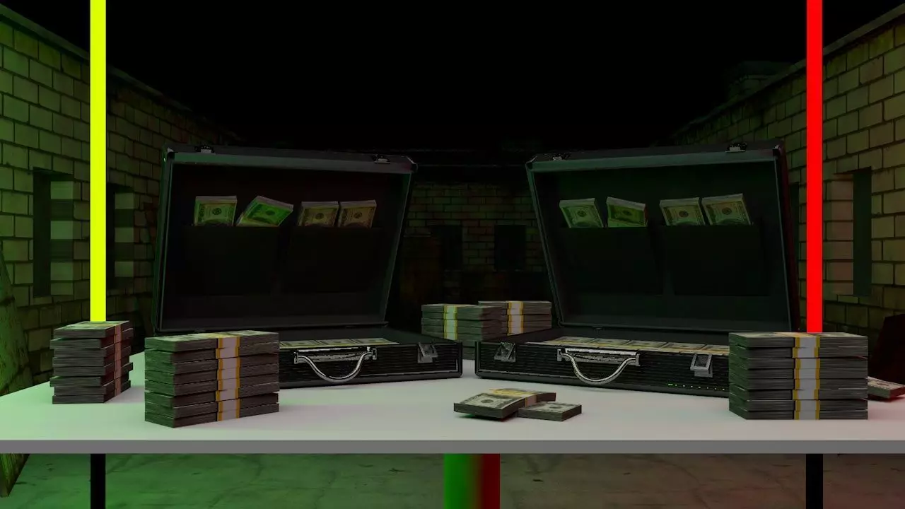 cash money in brief case 3D model_0