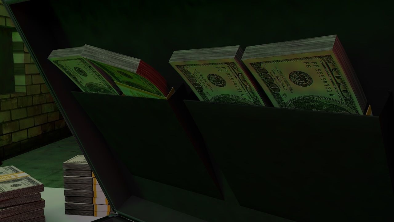 cash money in brief case 3D model_5