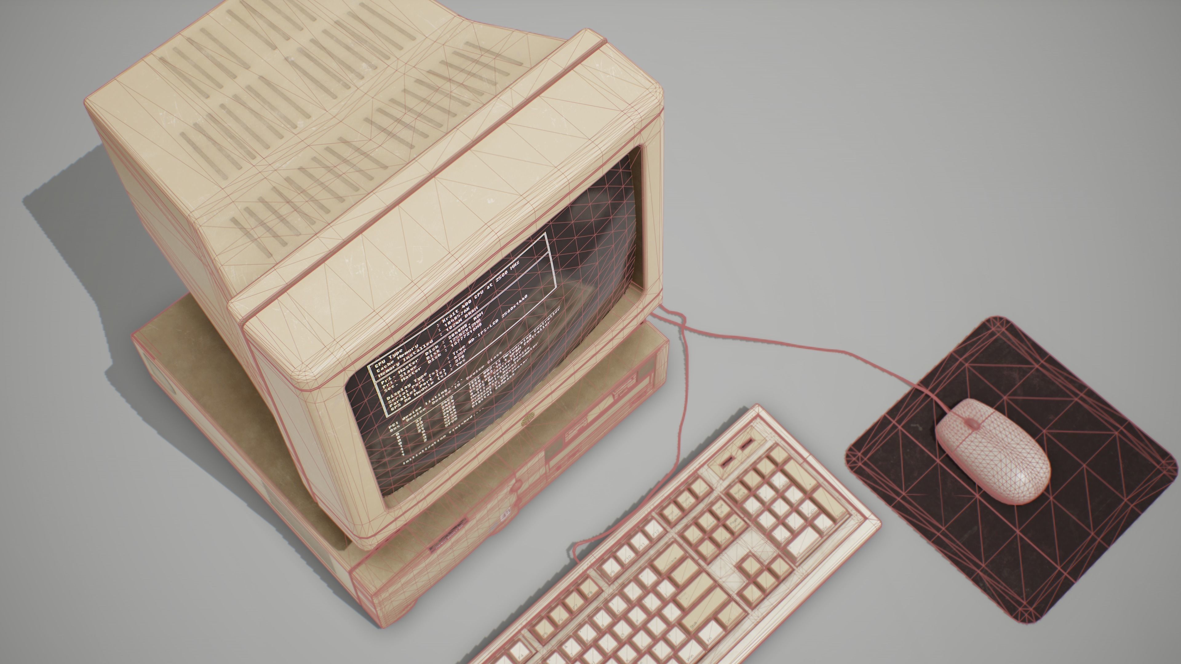 90s Pc Desktop style 02 Low-poly 3D model_9
