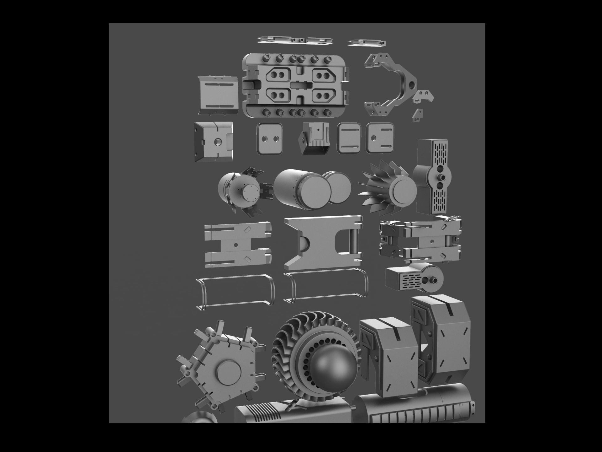 Kitbash hard surface big pack automatic 3D model_8