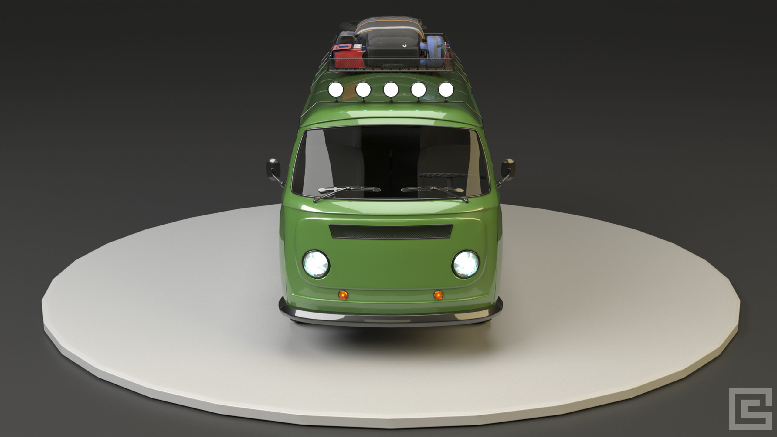 Volkswagen VW T2 3D model_9
