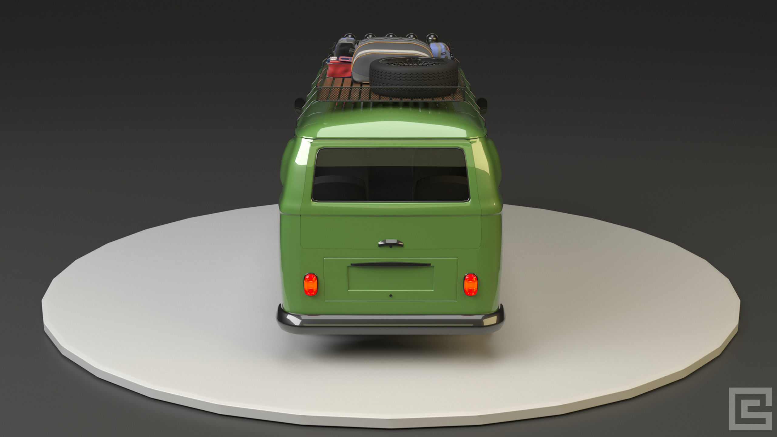 Volkswagen VW T2 3D model_13