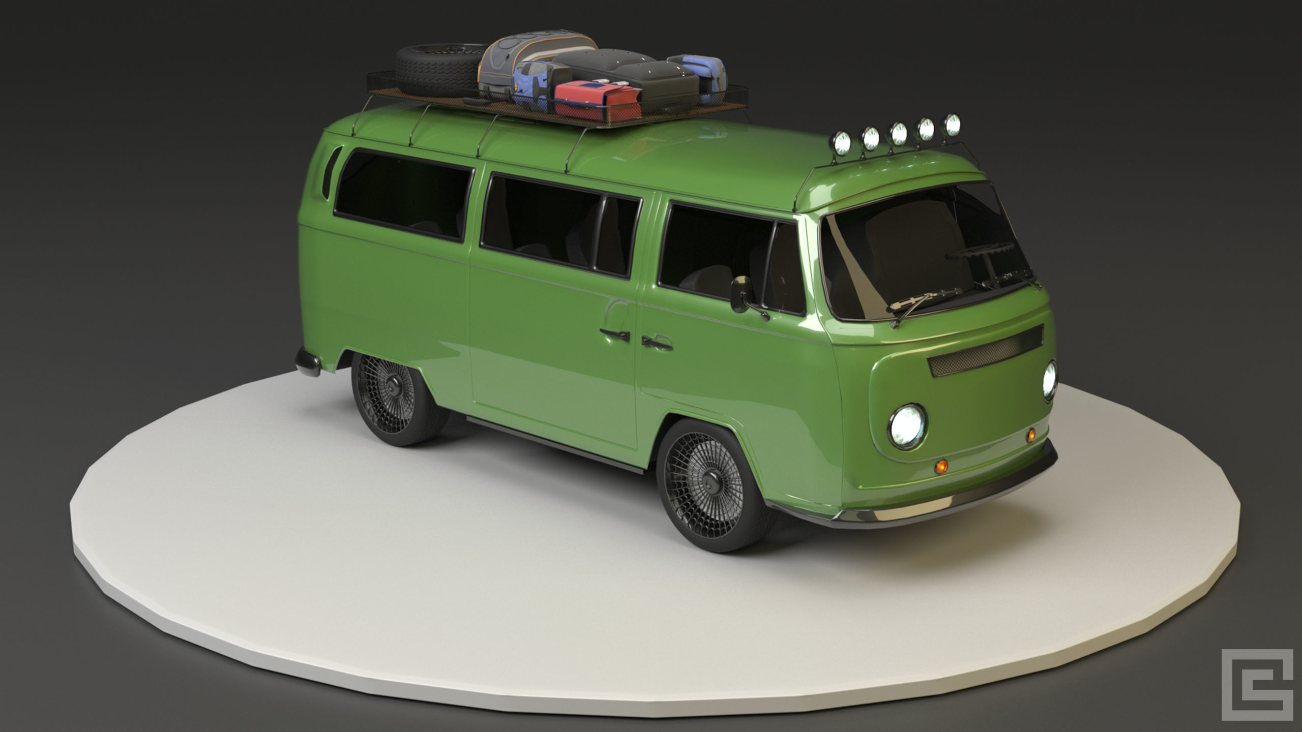 Volkswagen VW T2 3D model_10