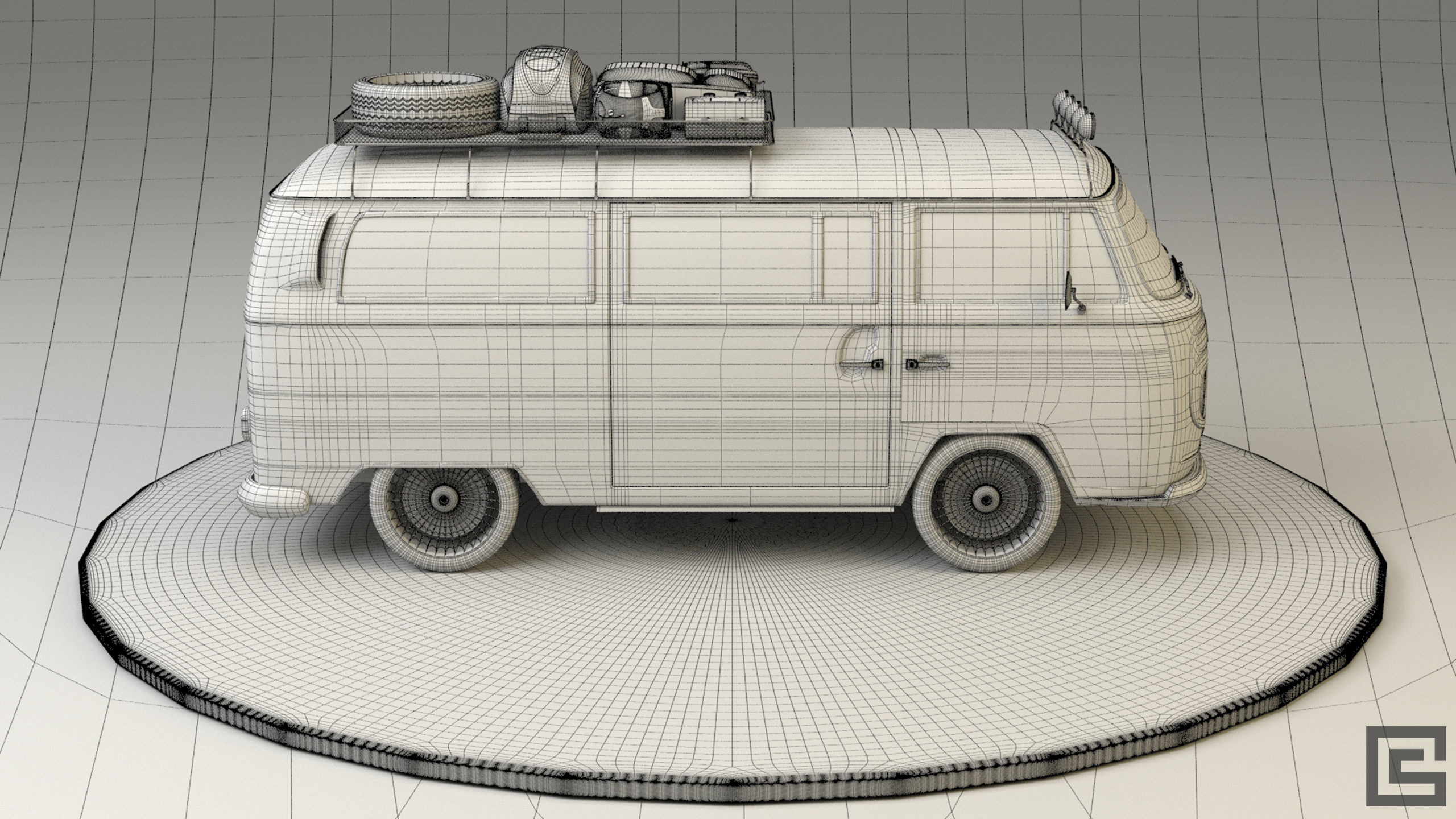 Volkswagen VW T2 3D model_20