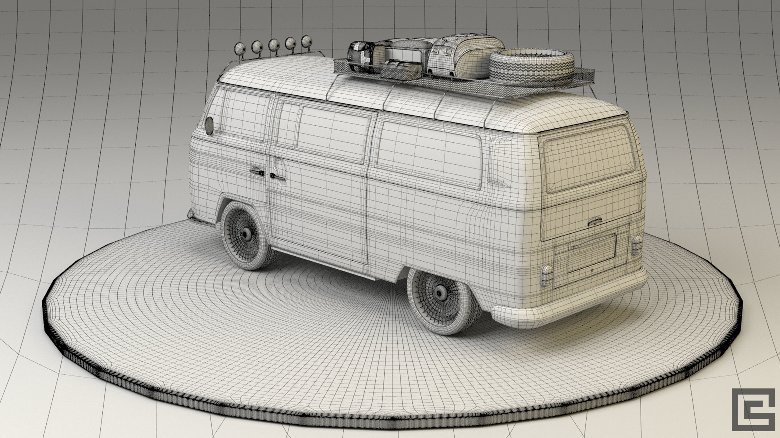 Volkswagen VW T2 3D model_23