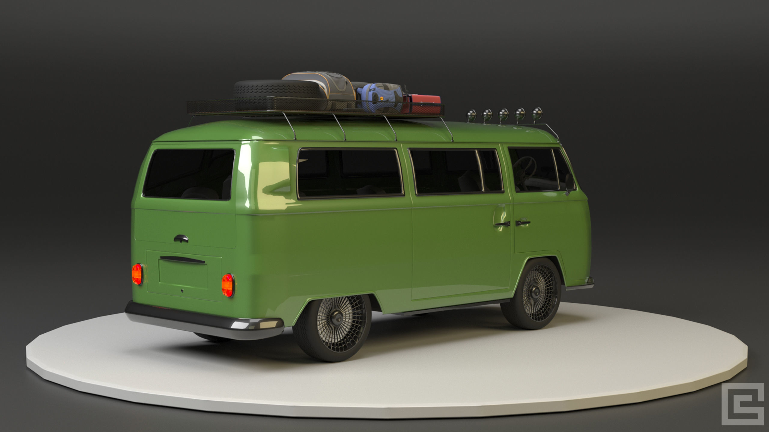 Volkswagen VW T2 3D model_3