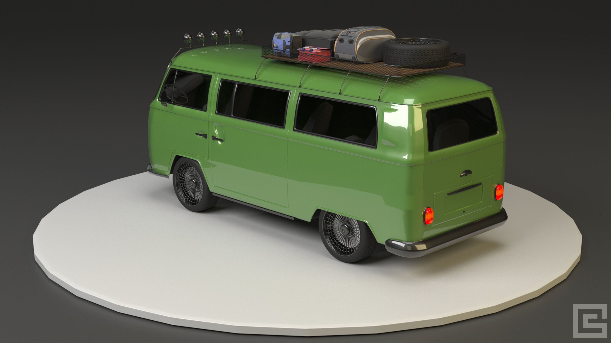 Volkswagen VW T2 3D model_14