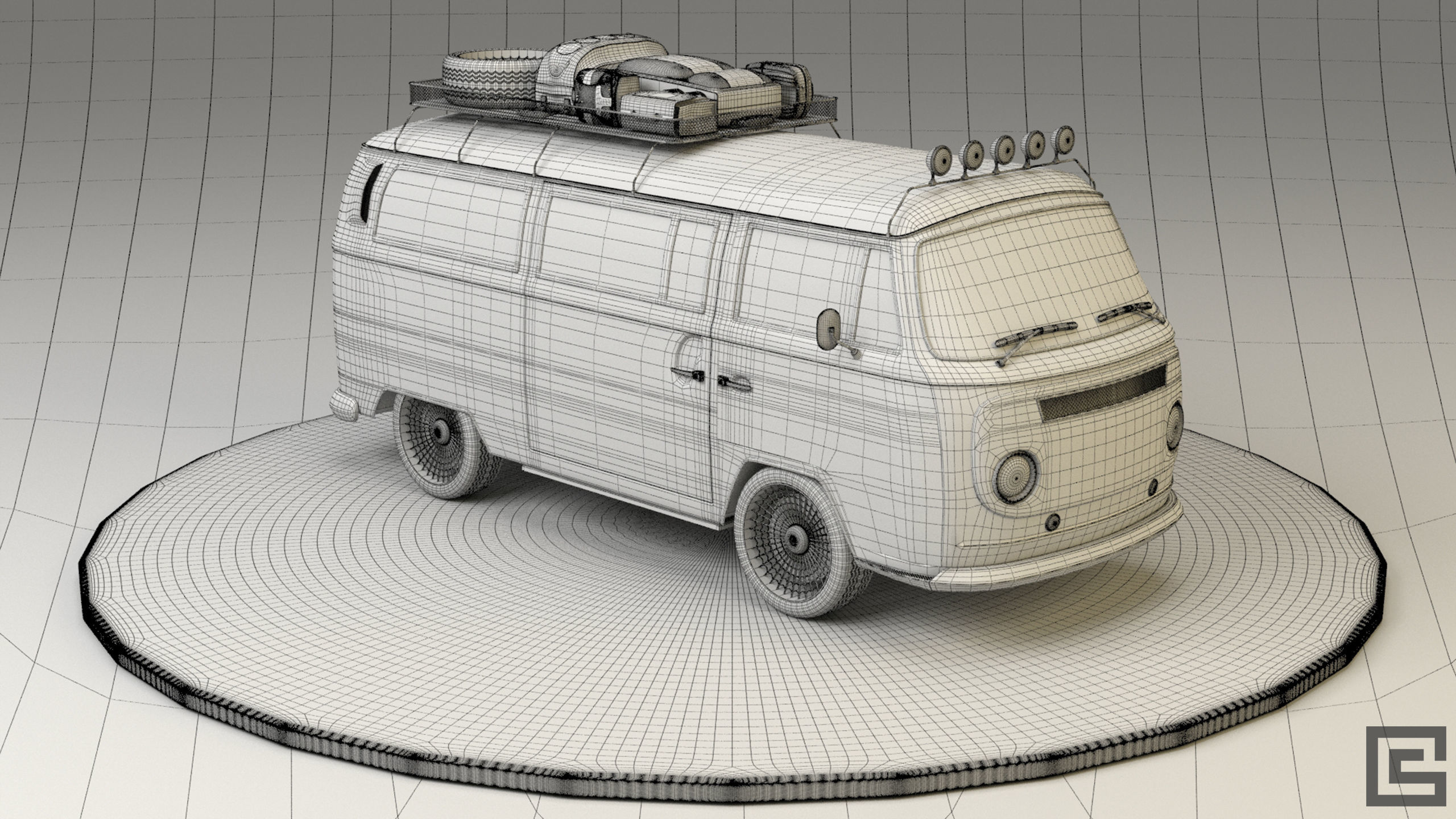 Volkswagen VW T2 3D model_19