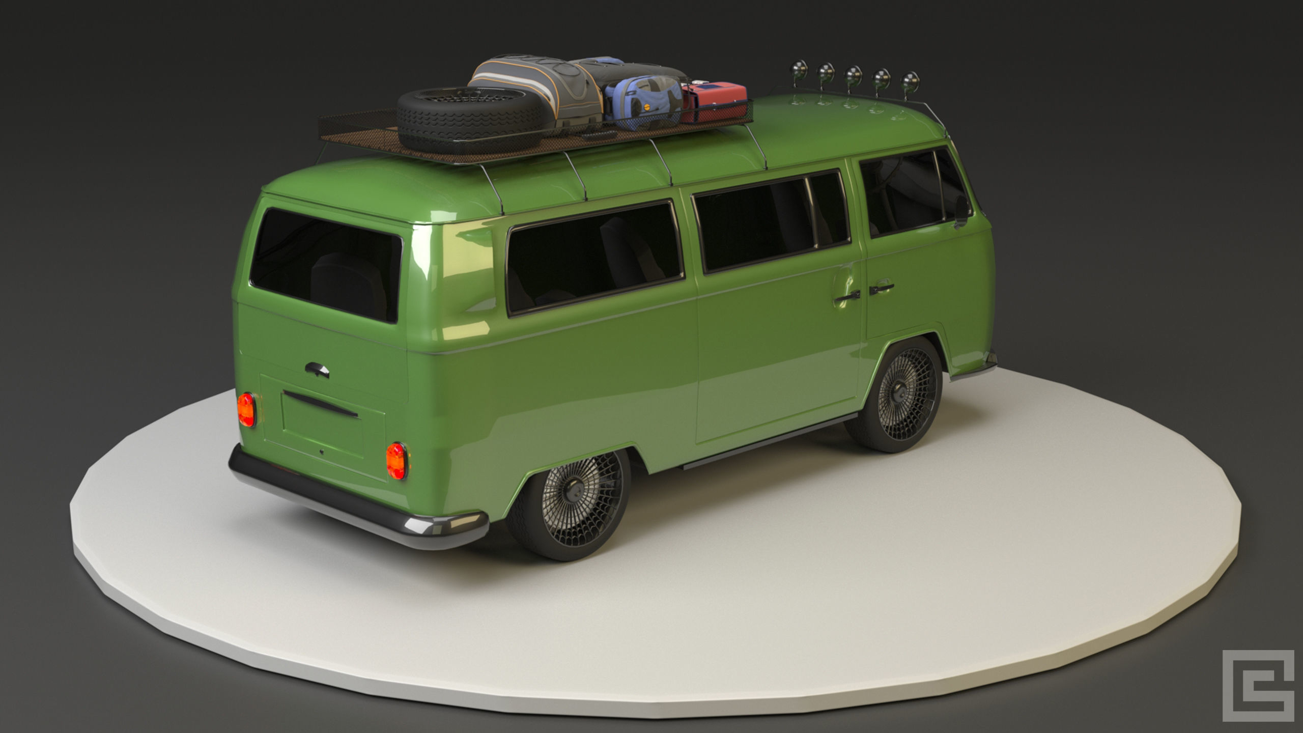 Volkswagen VW T2 3D model_12