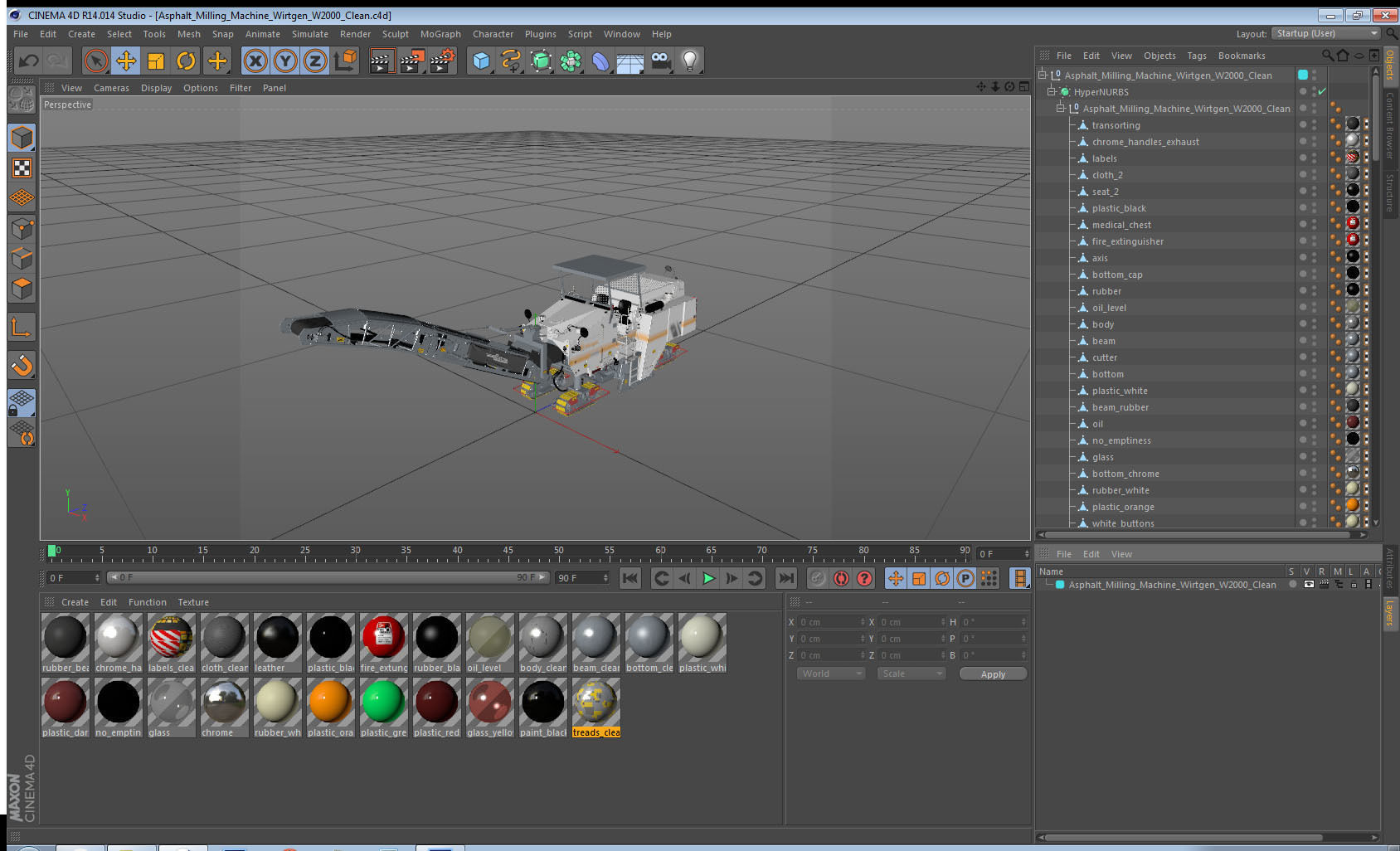 Asphalt Milling Machine Wirtgen W2000 Clean 3D model_22