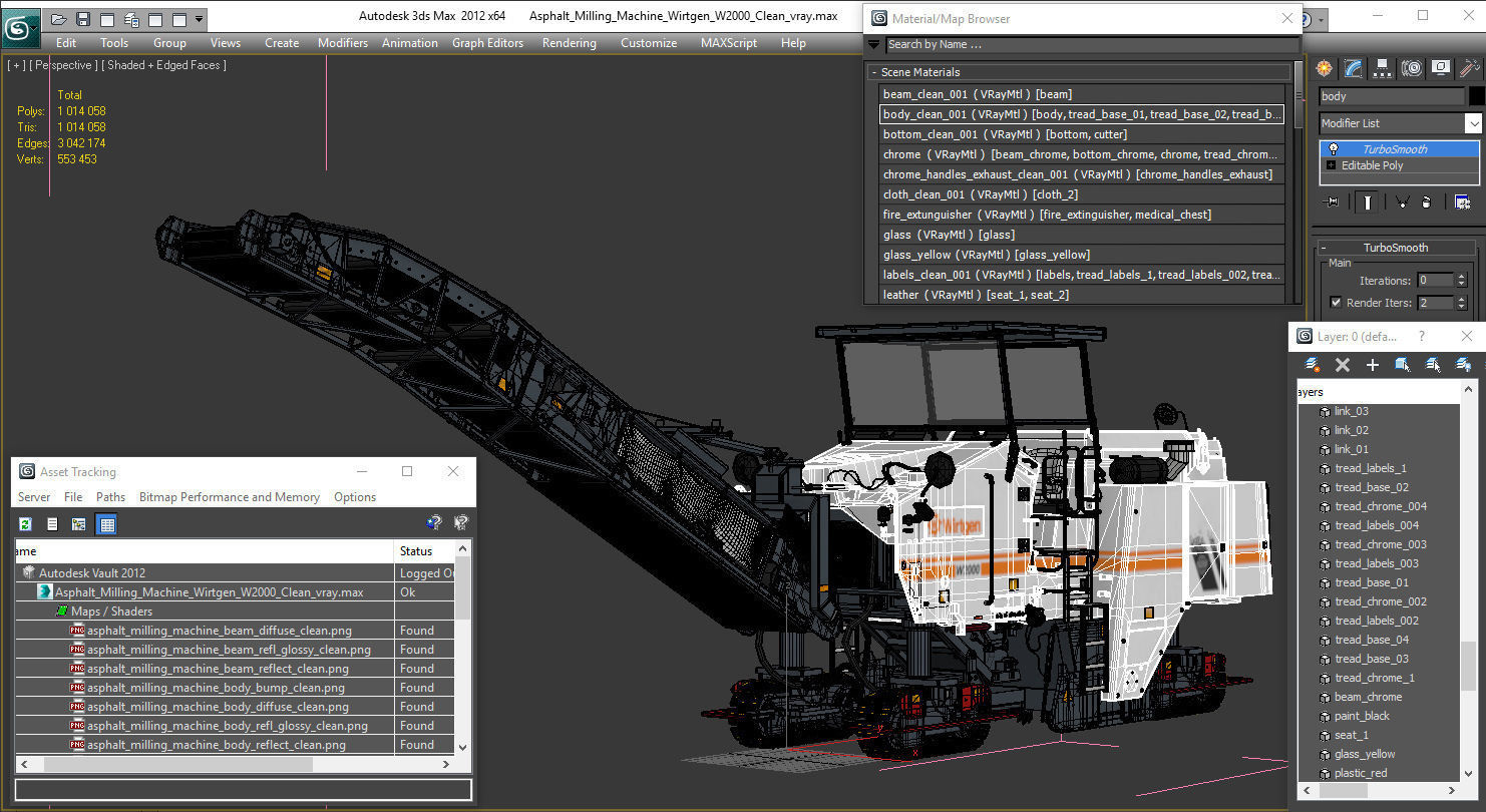 Asphalt Milling Machine Wirtgen W2000 Clean 3D model_23