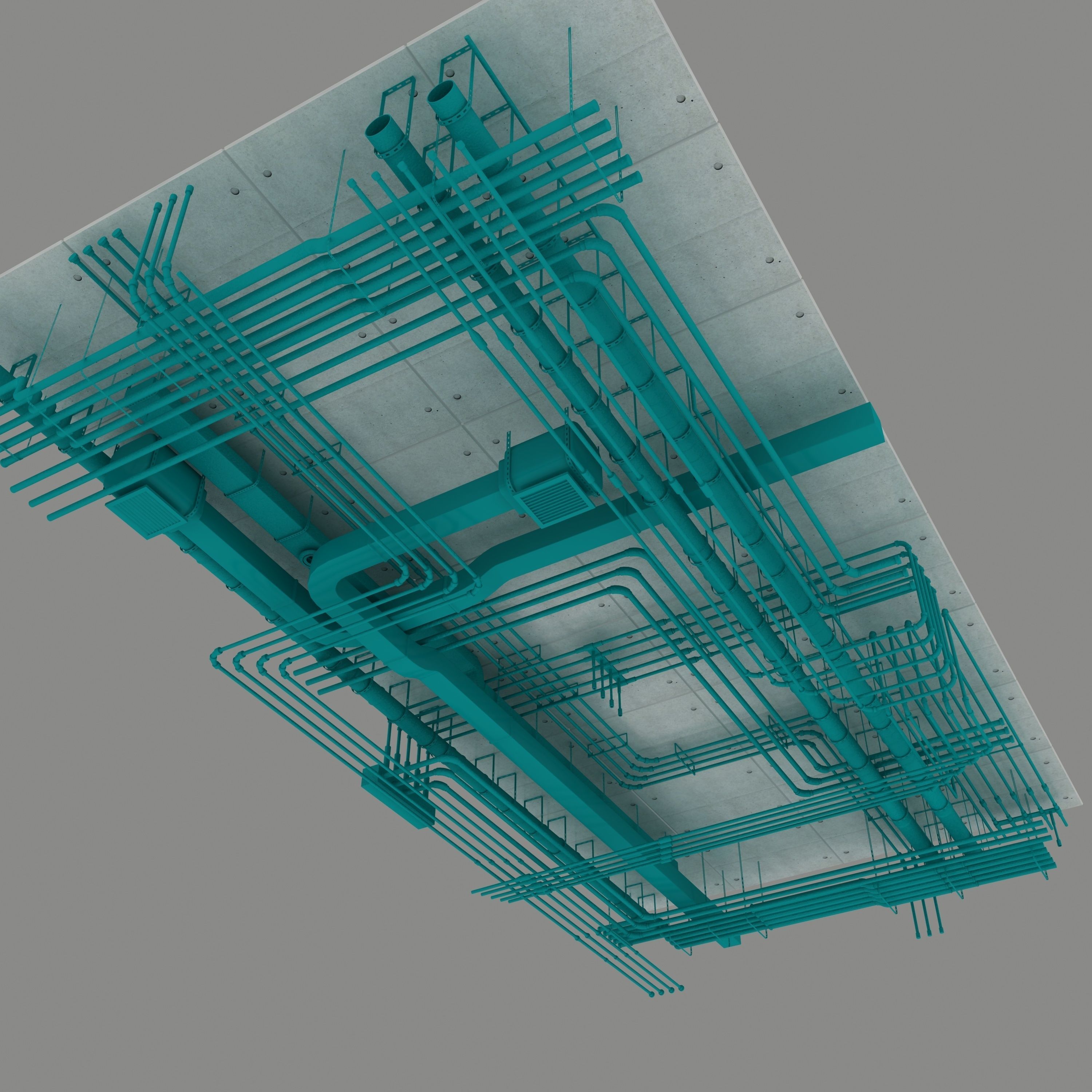 Pipes industrial ceiling 3D model_3