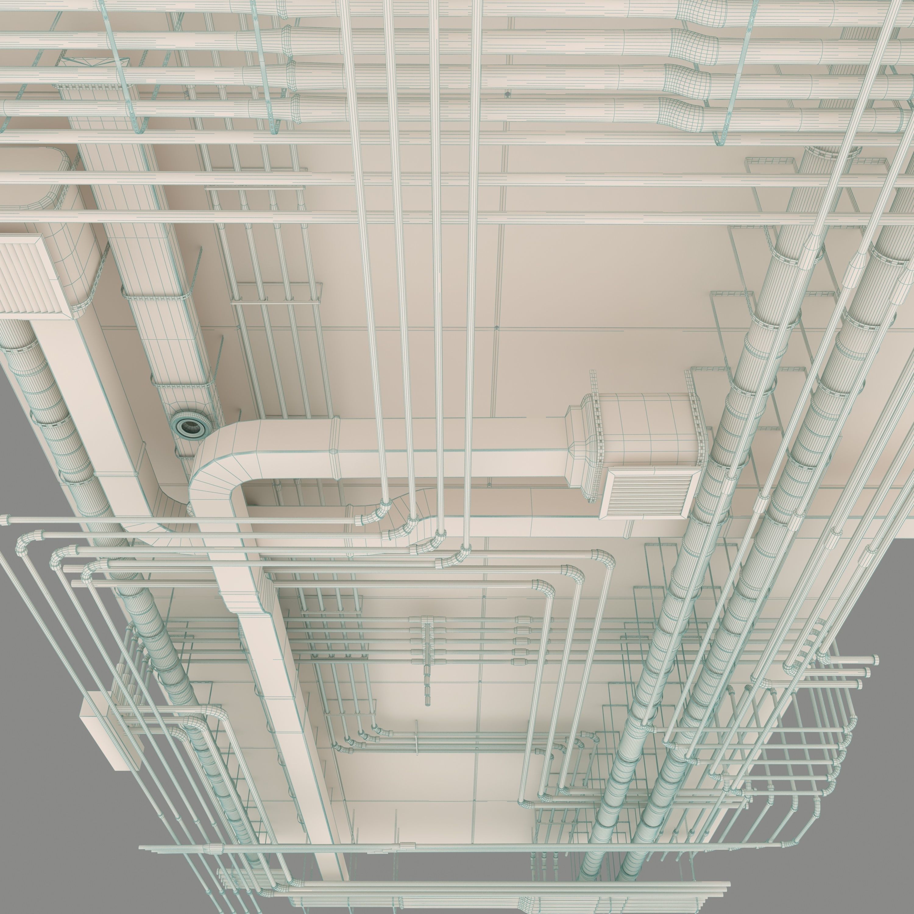 Pipes industrial ceiling 3D model_5
