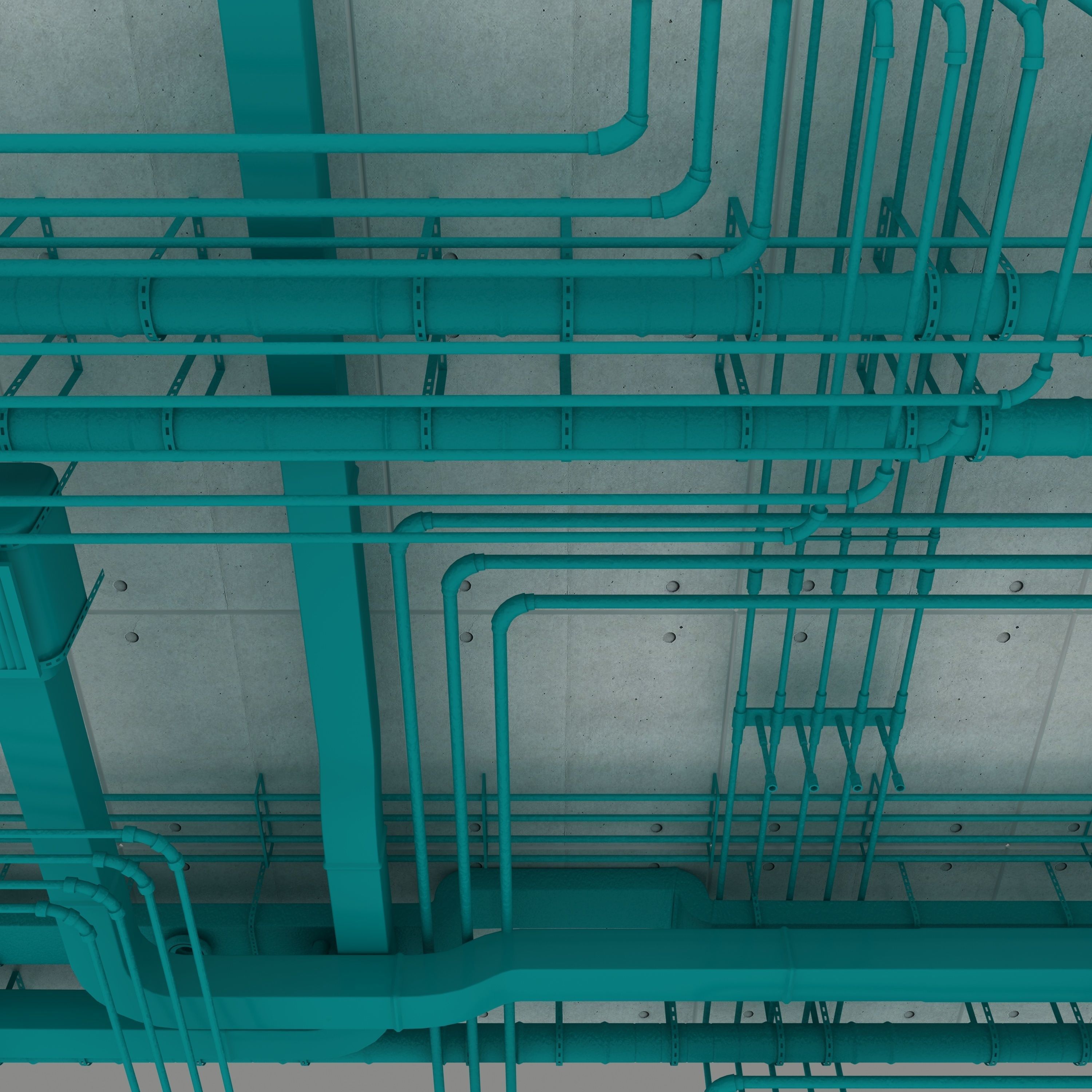 Pipes industrial ceiling 3D model_2