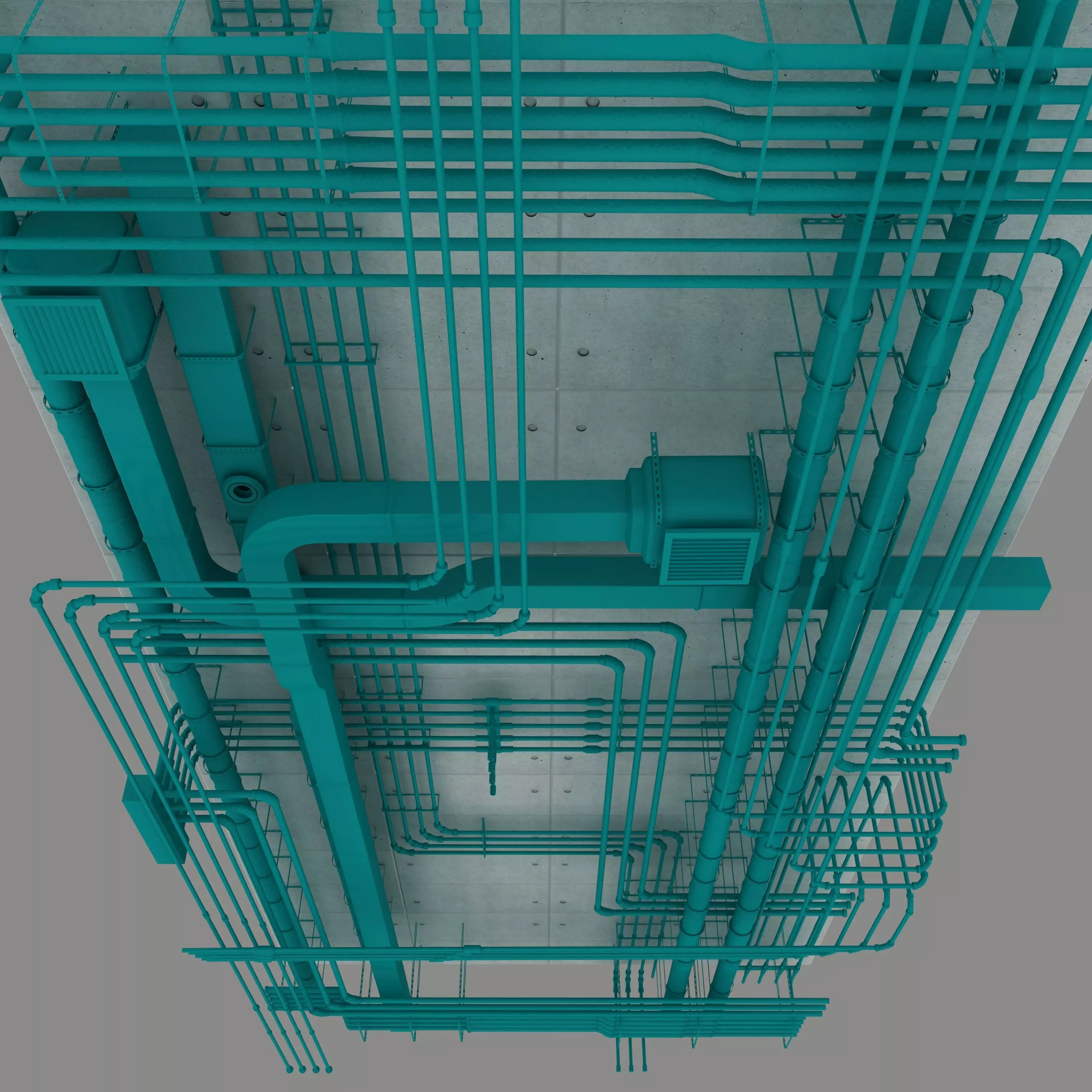 Pipes industrial ceiling 3D model_0