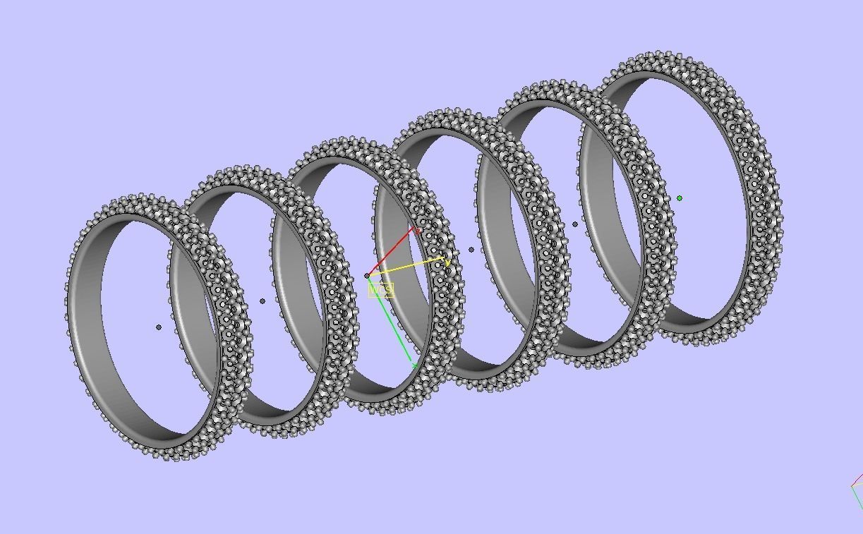 Full Eternity 3 Row Diamond band ring  3D print model_13