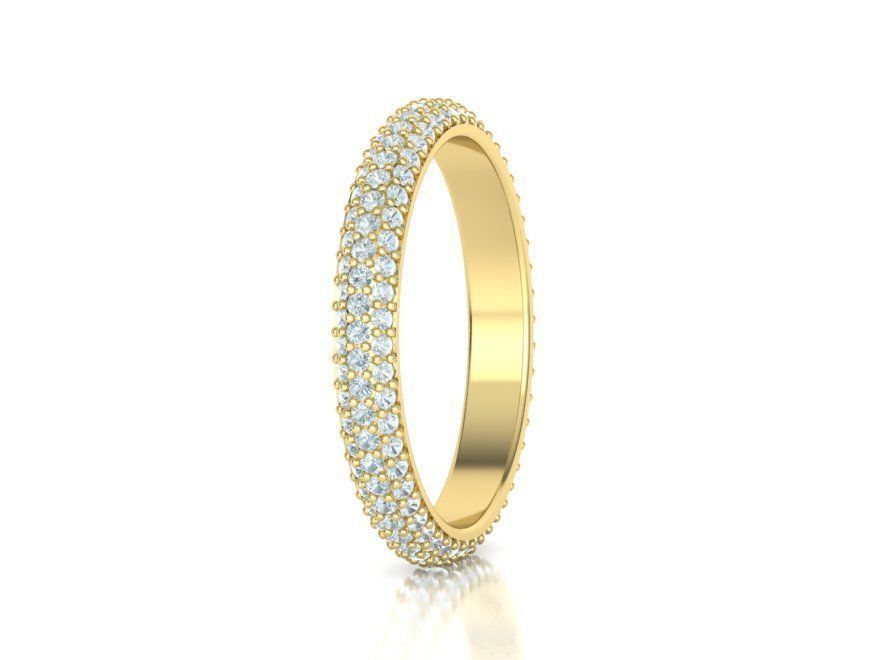 Full Eternity 3 Row Diamond band ring  3D print model_16
