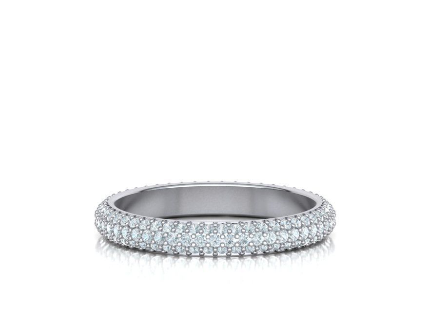 Full Eternity 3 Row Diamond band ring  3D print model_4