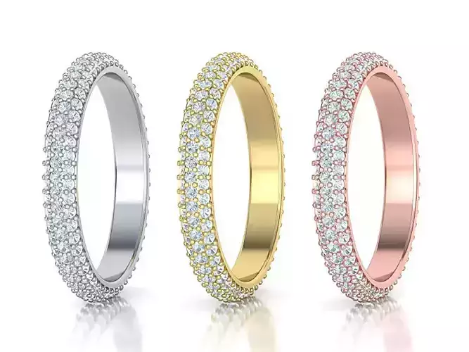 Full Eternity 3 Row Diamond band ring 