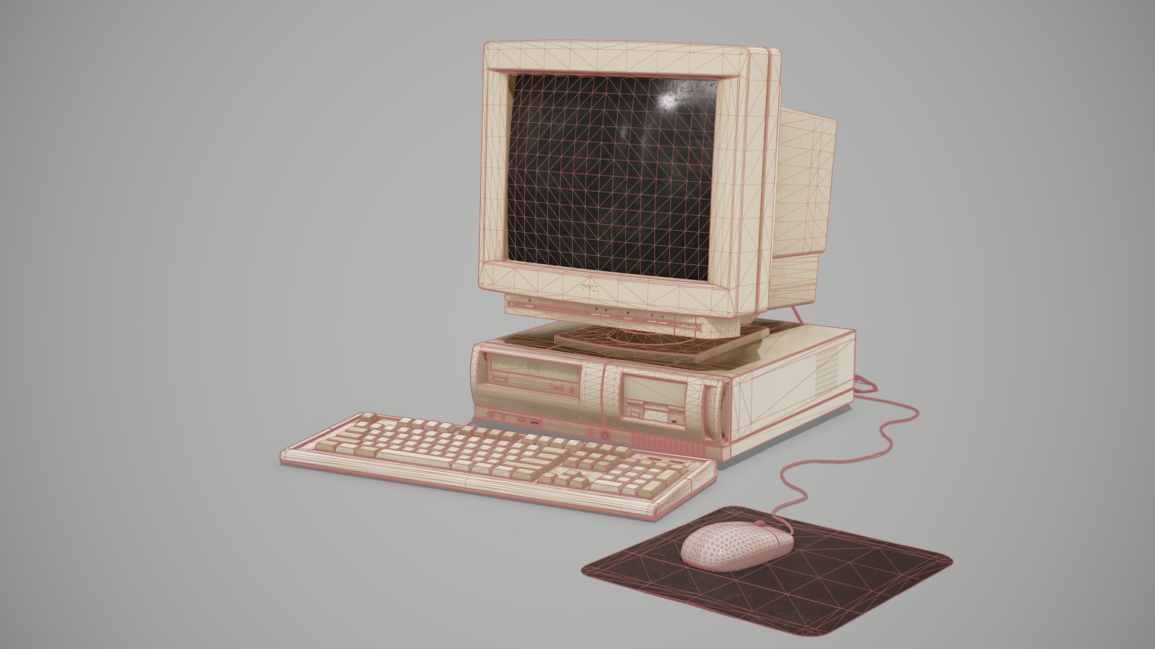 90s Pc Desktop style 01 Low-poly 3D model_5