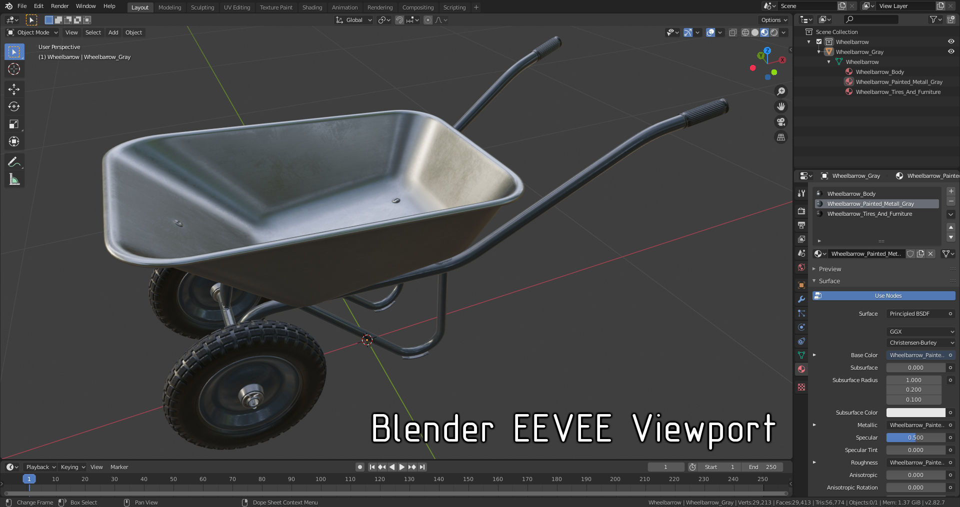 Wheelbarrow Gray 3D model_6