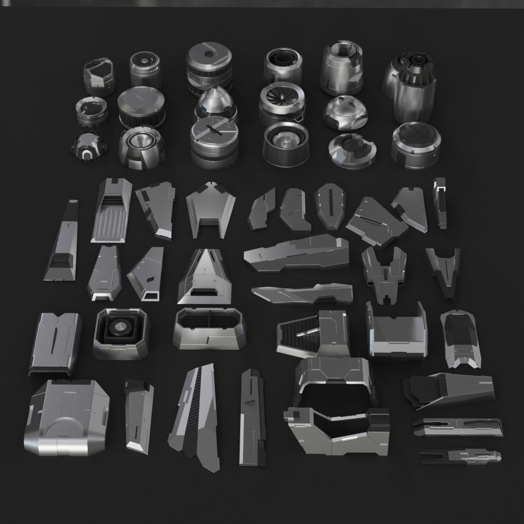 Sci-Fi Details Kit-Bash Set 3D model_1