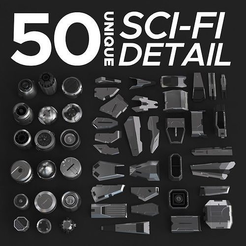 Sci-Fi Details Kit-Bash Set 3D model